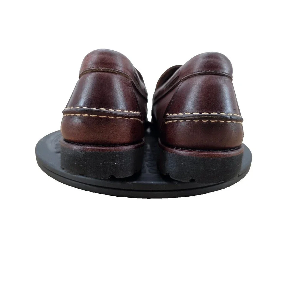 Sebago Vintage Made in USA  Brown Leather Kiltie Tassel Loafers Mens 13D
